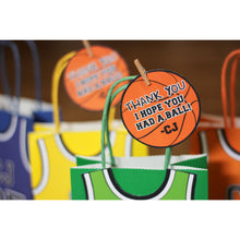 Load image into Gallery viewer, Slam Dunk!! Decorate your goodie bags with these personalized Basketball Party Templates.  This PDF file includes a basketball thank you tag so you can personalize them with your guests names or your child's name.