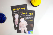 Load image into Gallery viewer, These invitations are outta this world!! Use this PDF template for your next Solar System Party. It also includes thank you cards.