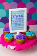Load image into Gallery viewer,  Splish, splash it's a mermaid and shark bash!! Use this template to decorate your kids under the sea birthday party. Some of the the designs in this package can be personalized with name and/or age.