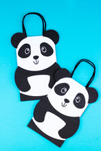 Load image into Gallery viewer, Let's Party like a Panda!! Decorate your Goodie Bags with this Panda PDF Template. The panda bear can be personalized with your party guest names.