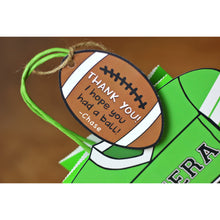 Load image into Gallery viewer, Touchdown!! Decorate your Goody Bag with this Football PDF Template. It also includes a editable football thank you tag. The PDF file is formatted on 8 ½ X 11inches. 