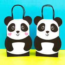 Load image into Gallery viewer, Let's Party like a Panda!! Decorate your Goodie Bags with this Panda PDF Template. The panda bear can be personalized with your party guest names.
