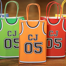 Load image into Gallery viewer, Slam Dunk!! Decorate your goodie bags with these personalized Basketball Party Templates.  This PDF file includes a basketball thank you tag so you can personalize them with your guests names or your child's name.