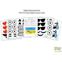 Load image into Gallery viewer, Decorate your Emoji Party Goodie Bags with this cute PDF template.  You may print as many as you need and use them to create your own favor bags or centerpieces.  