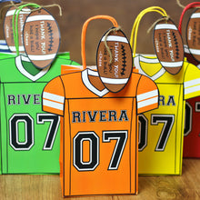 Load image into Gallery viewer, Touchdown!! Decorate your Goody Bag with this Football PDF Template. It also includes a editable football thank you tag. The PDF file is formatted on 8 ½ X 11inches. 