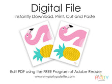 Load image into Gallery viewer, Flamingo Favor Bag Template
